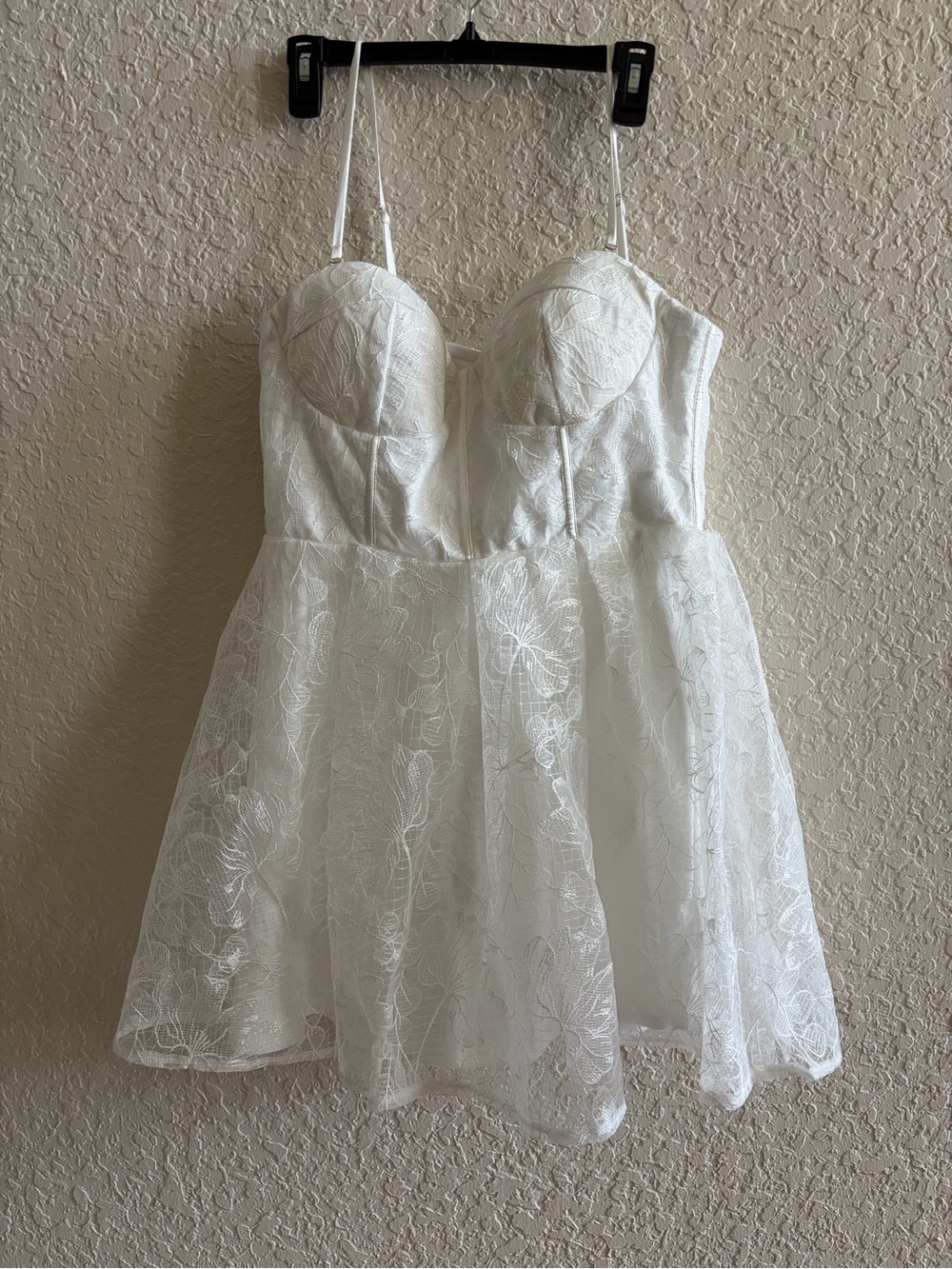 White Lace Bustier Mini Dress